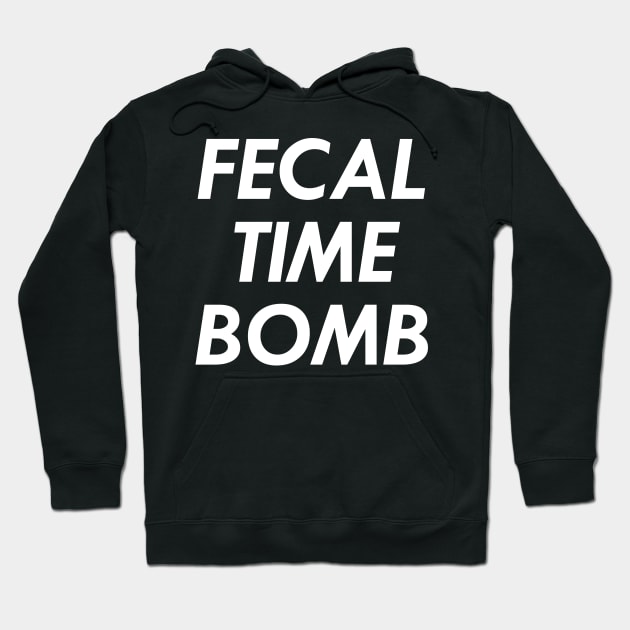 Fecal Time Bomb, White Hoodie by Chrothon